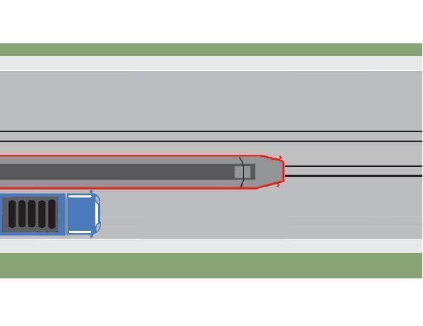 Conducătorul autocamionului din imaginea alăturată execută corect depăşirea tramvaiului care se apropie de staţie?